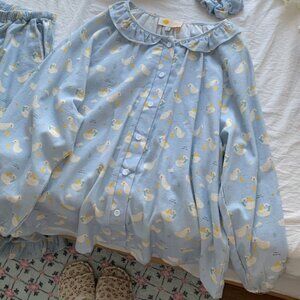 100% Cotton Light Blue Duck Print Loungewear Set - Brand New with Tags